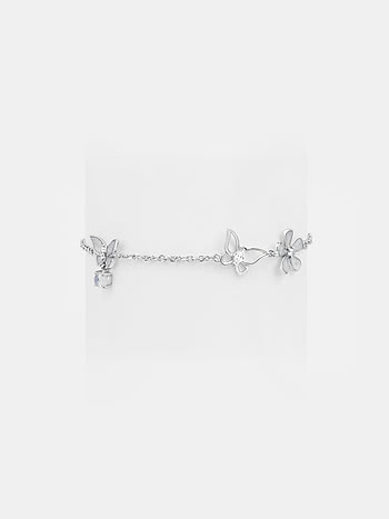 Vanessa Butterfly and Flower 925 Silver Bracelet