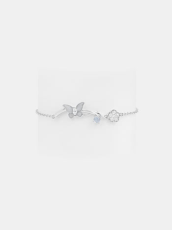 Mariposa Butterfly and Flower 925 Silver Bracelet