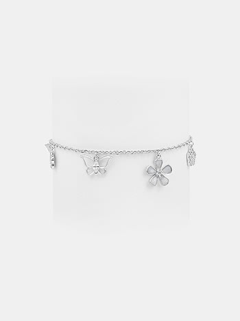 Iris Flower and Butterfly 925 Silver Bracelet