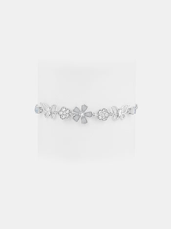 Lily Flower and Butterfly 925 Silver Bracelet