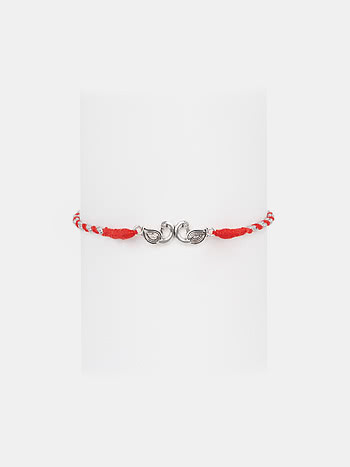 Pichwai Mayur 925 Silver Rakhi