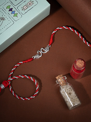 Pichwai Mayur 925 Silver Rakhi