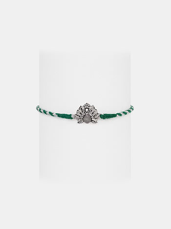 Pichwai Peacock 925 Silver Rakhi