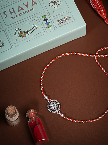 Kolam Flower 925 Silver Rakhi