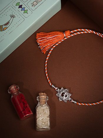 Om Flower 925 Silver Rakhi