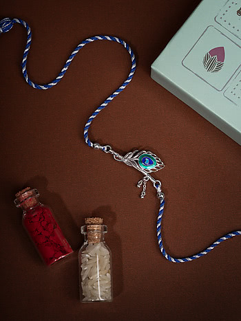 Mor Pankh Peacock 925 Silver Rakhi