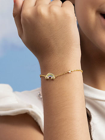 Rainbow Hug Bracelet in Gold Plated 925 Silver For Kids