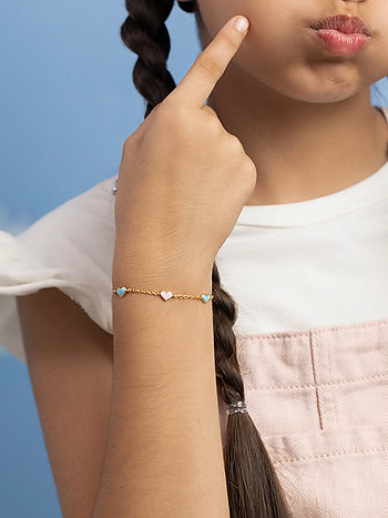 Little Hearts Bracelet in Gold Plated 925 Silver For Kids