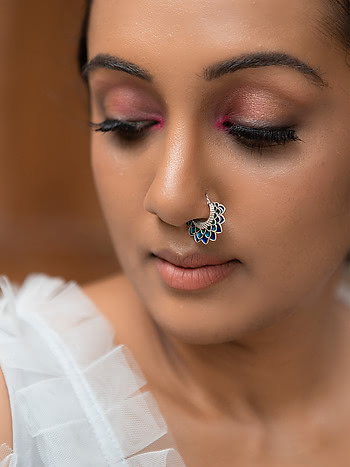 Shaya Silver Nose Accessorie. Oxidised Owning My Perfectionist Tendencies Nose Ring in Oxidised Finish. Enamel Jewellery for Women in Sterling Silver