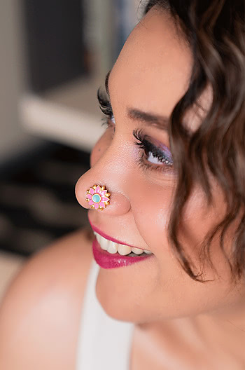 Genda Phool Nose Pin in Gold Plated Brass