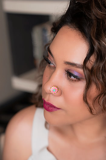 Genda Phool Nose Pin in Gold Plated Brass
