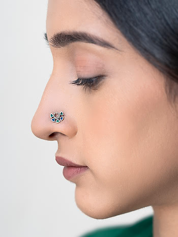 Buy abhooshan Silver Alloy Trendy Combo Set of 4 Designer Antique Oxidized  Nose Pin Studs for Women and Girls Stylish with Piercing Nose (Bohemian  Combo Set of 4 Nose Pin 1) Online