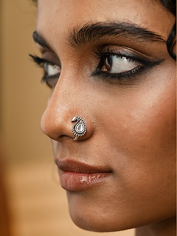 Mauj Masti Nose Pin in 925 Oxidised Silver