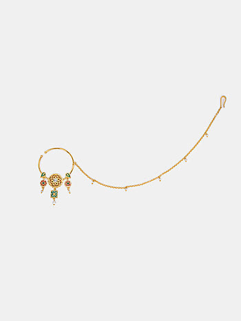 Shaadi Shringar Nose Ring in Gold Plated 925 Silver