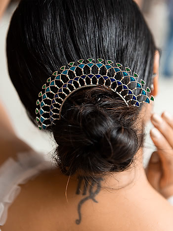 Imitation silver hair choti hair ornament rakodi for Indian design