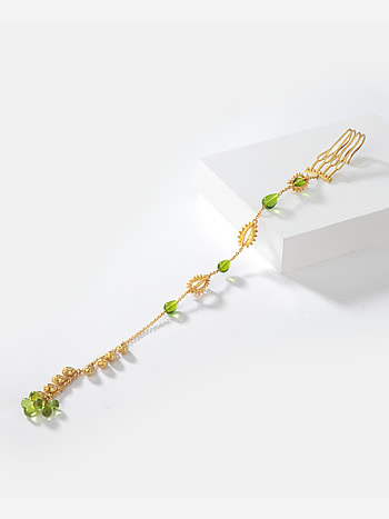 Opuntia Bloom Hair Chain in Gold Plated 925 Silver