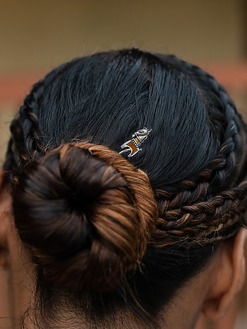 Ashwa Bun Stick in Oxidised 925 Silver