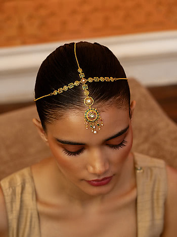 Shaadi Shringar Maang Tikka in Gold Plated 925 Silver