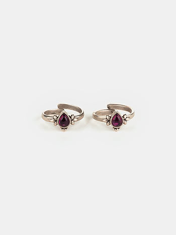 AX00098 SS0000 feeling andamaina pink stone oxidised toe rings in silver prd 1 base