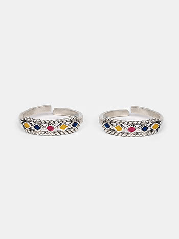 Chokti Pattern Toe Rings in 925 Silver