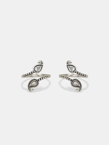 Dhol Nagare Toe Ring in 925 Oxidised Silver