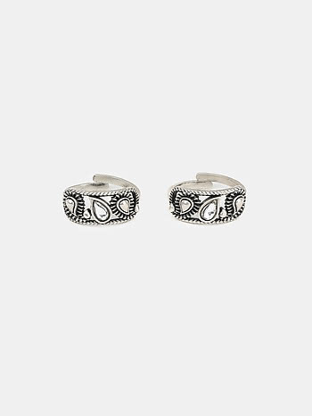 Gup Shup Toe Rings in 925 Oxidised Silver