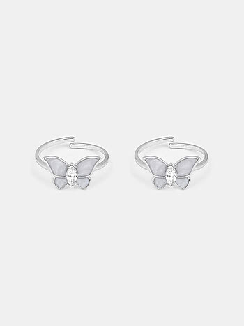Mariposa Butterfly and Flower 925 Silver Toe Rings