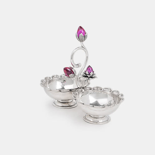 Like a Lotus Haldi Kumkum Stand Crafted in 925 Silver