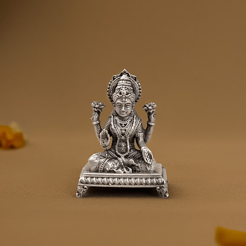 Auspicious Kamal Lakshmi Idol Crafted in 925 Silver