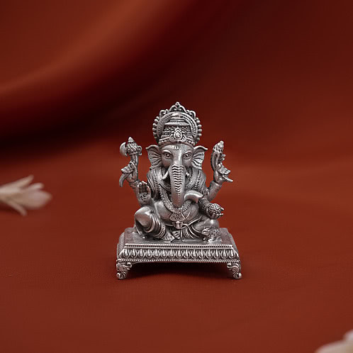 Vighnaharta Ganesh Idol Crafted in 925 Silver