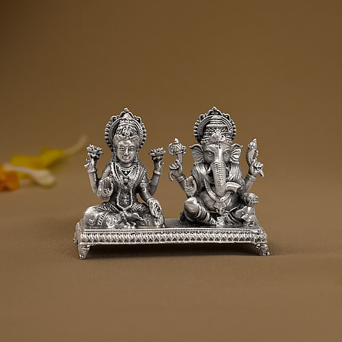 Shubh Labh Ganesh Lakshmi Idol Crafted in 925 Silver