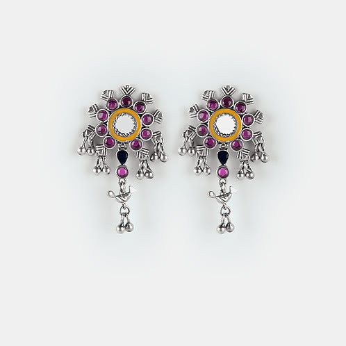 Abla Bharat Style Earrings in 925 Silver