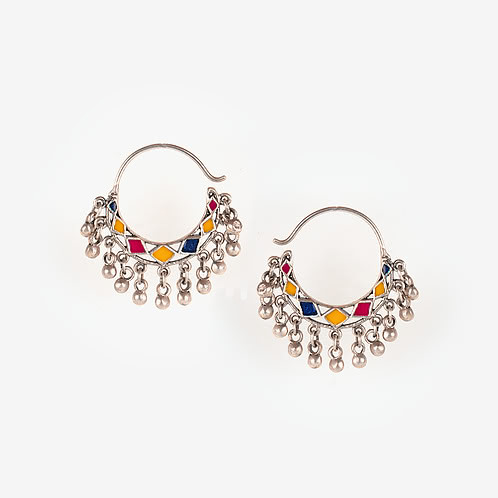 Sadu Bharat Style Hoops in Oxidised 925 Silver