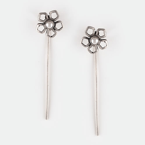 Gita G Wire Earrings in 925 Oxidised Silver