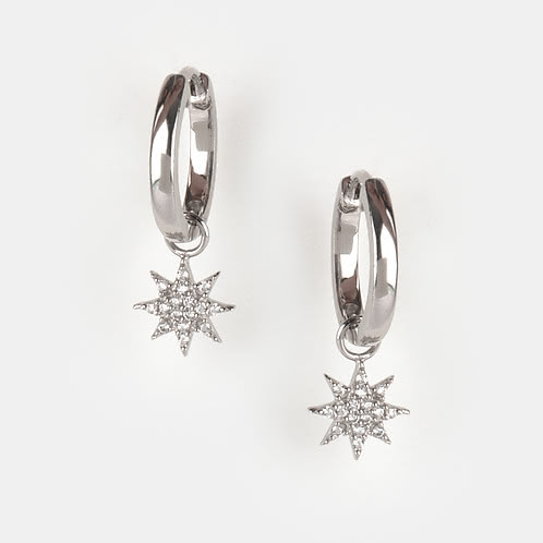 12 mm City of Stars Hoop Earrings in 925 Silver