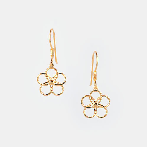 Springtime Bloom Flower Earrings in Gold Plated 925 Silver