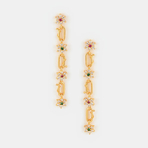 Link of Love 7 Stone Earrings in Gold Plated 925 Silver