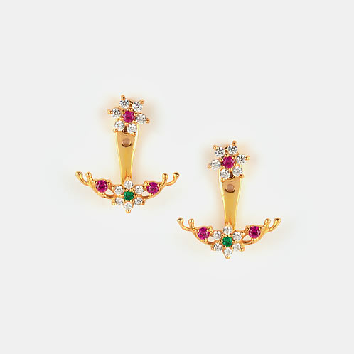 Cluster of Dreams 7 Stone Earrings in Gold Plated 925 Silver