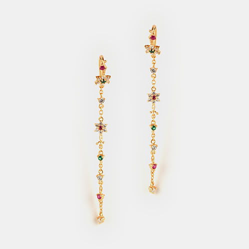 A Memory Trail 7 Stone Earrings in Gold Plated 925 Silver