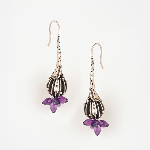 Oxidised Latispinus Bloom Earrings in 925 Silver