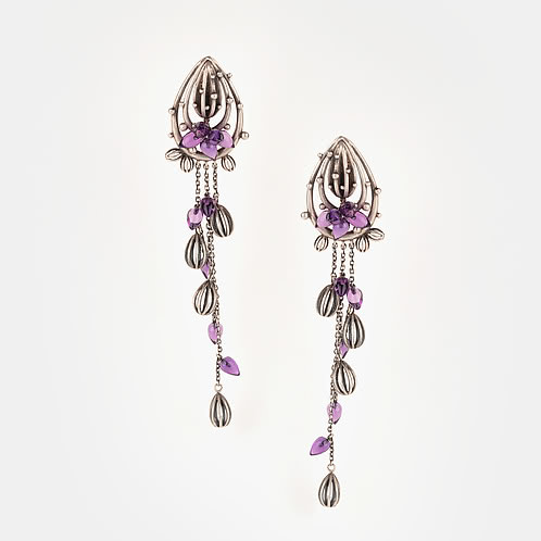 Oxidised Mammilaria Bloom Earrings in 925 Silver