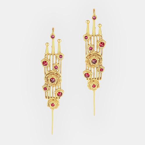 Echinocereus Bloom Ear Pins in Antique Gold Plated 925 Silver