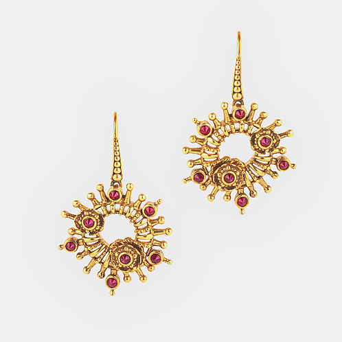 Pediocactus Bloom Earrings in Antique Gold Plated 925 Silver