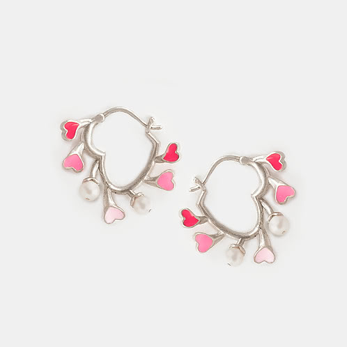 For the Love of New Adventures Heart Hoop Earrings in Oxidized 925 Silver