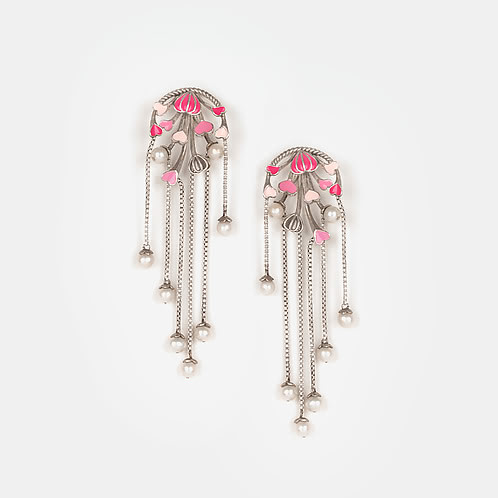 For the Love of New Challenges Heart Earrings in Oxidized 925 Silver