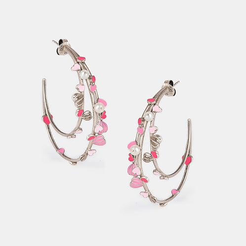 For the Love of Breaking Barriers Heart Hoop Earrings in Oxidized 925 Silver