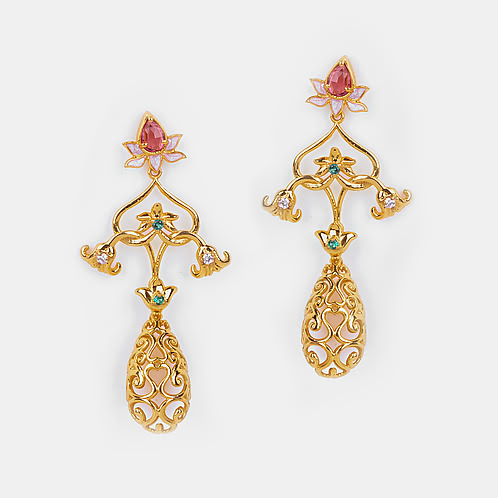 Band Baaja Bridesmaid Dangler Earrings in Gold Plated 925 Silver