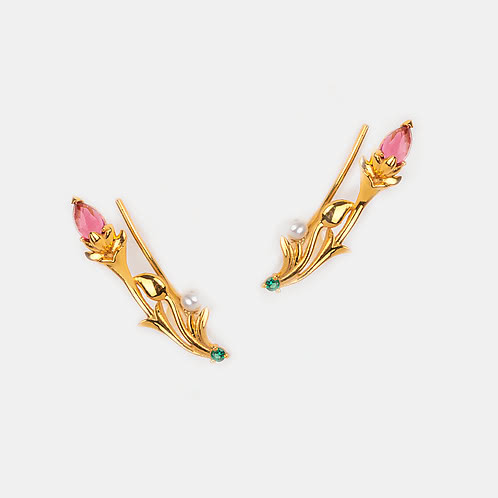 Matchmaking Maasi Climber Earrings in Gold Plated 925 Silver