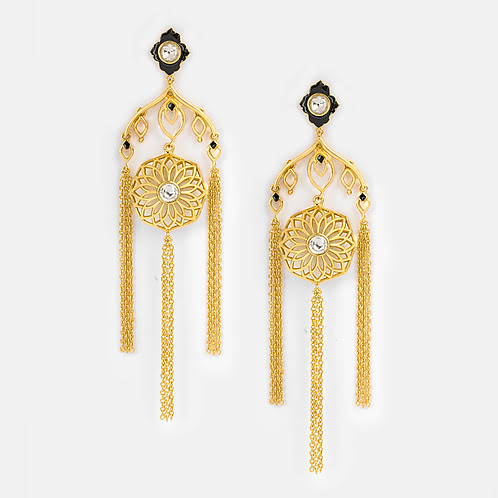 Queen of Solutions Dangler Earrings in Gold Plated 925 Silver