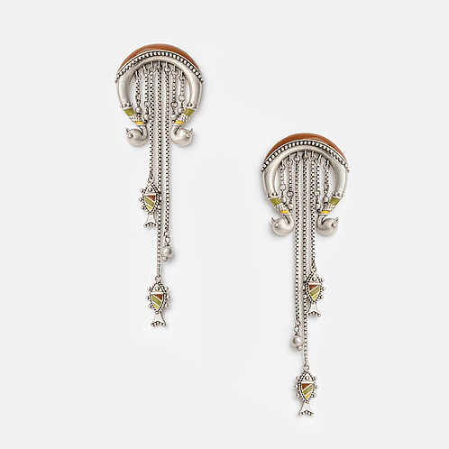 Meen Dangler Earrings in Oxidised 925 Silver